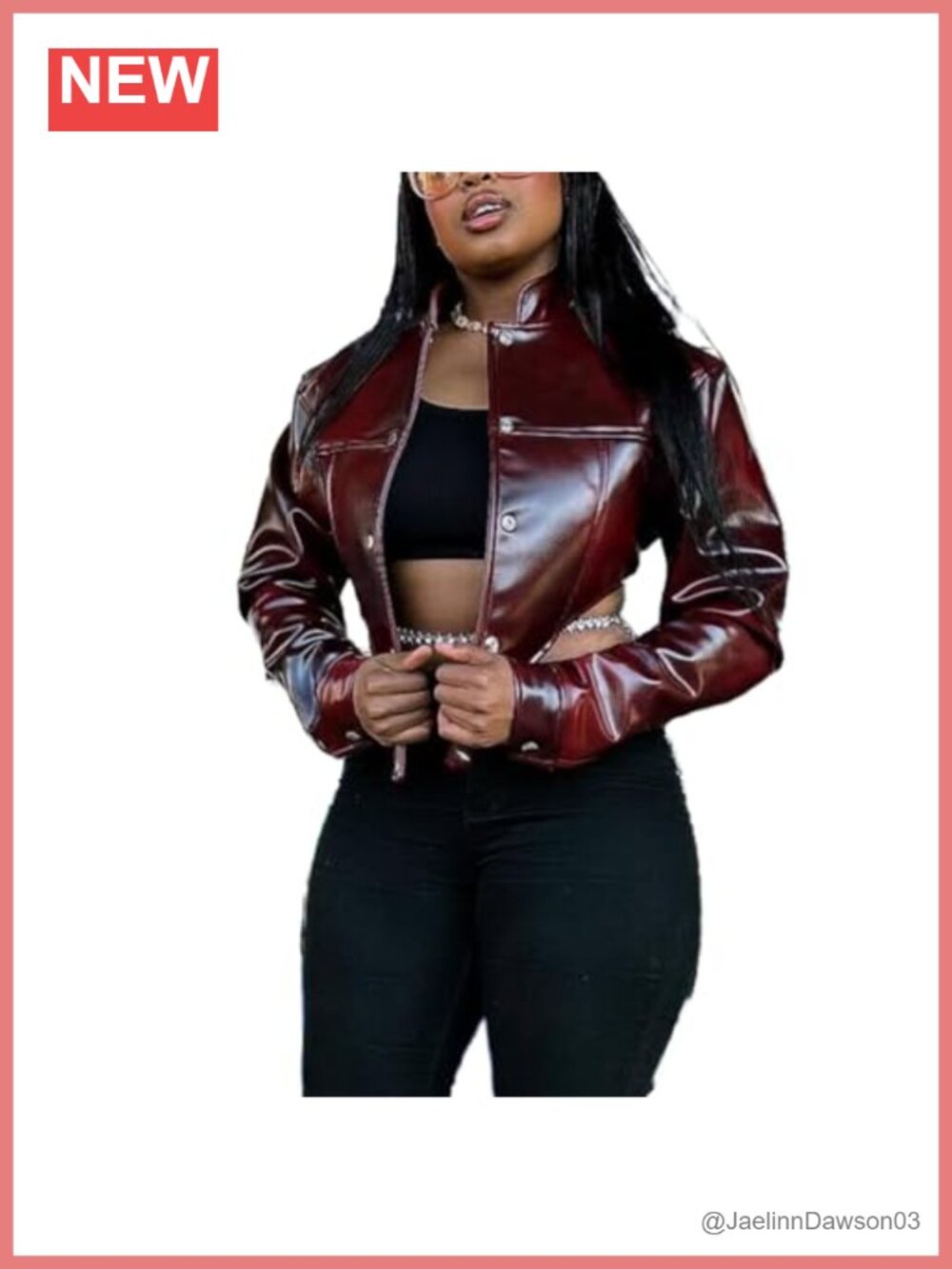 Faux Leather Cropped Jacket Button Bomber Motorcycle Slim Fit